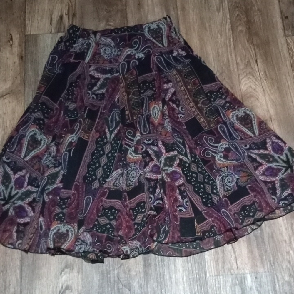 Coldwater Creek Purple Red Sheer Midi A-Line Skirt